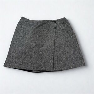 Hugo Buscati Wool Mini Skirt Charcoal Italy Size 10 Tweed Fall Winter Festive